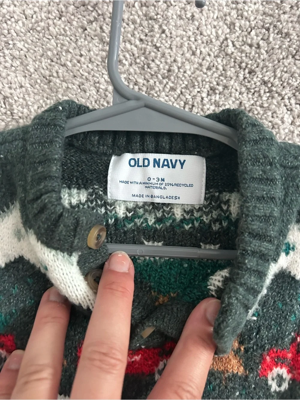 Old Navy Dark Green Fair Isle Knit One-Piece